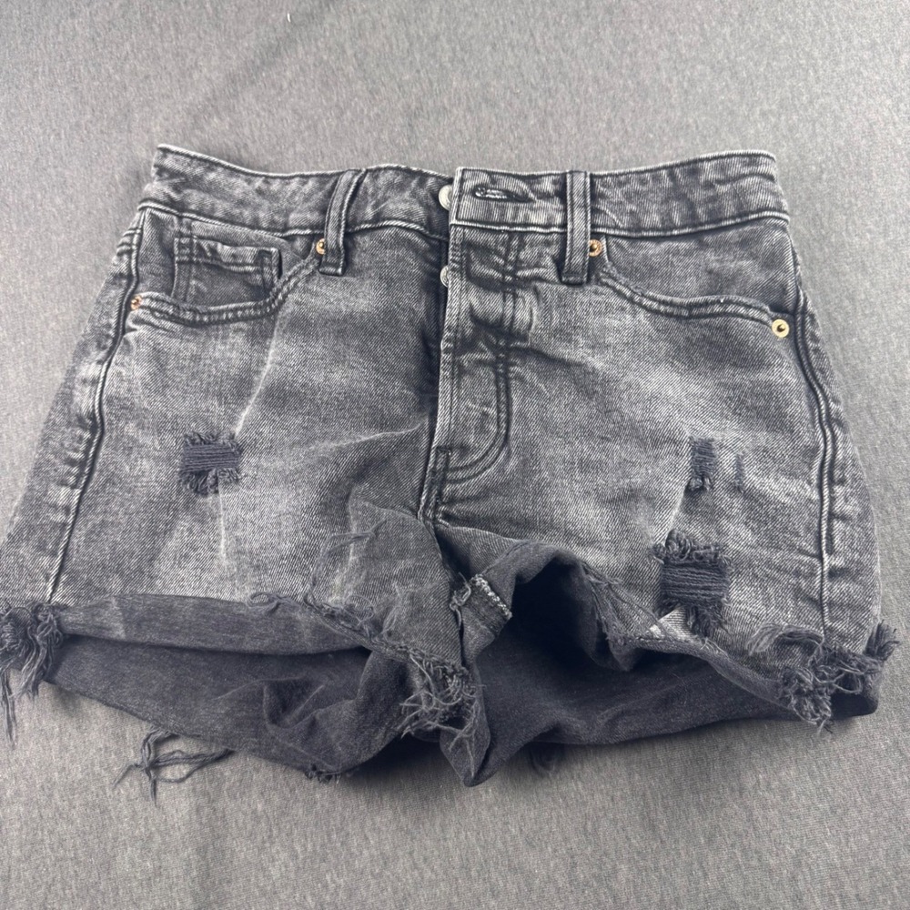 Old Navy Women's Size 4 Gray O G Straight High Rise Distressed Denim Shorts